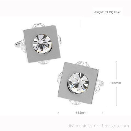 High End Men Metal Suit Shirt Cufflinks With Crystal For Sale